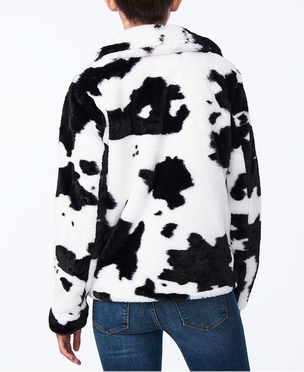 Collection B Juniors' CowPrint FauxFur Jacket, Created for Macy's