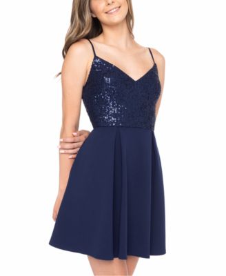 B Darlin Juniors' Sequin V-Neck Dress - Macy's