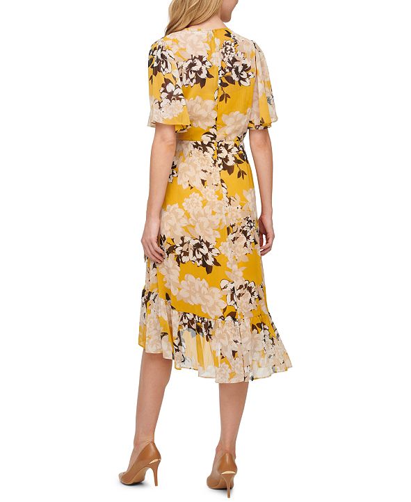 Calvin Klein Floral-Print Crinkle-Chiffon Midi Dress & Reviews ...