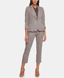 Elbow-Patch Blazer, Abstract-Print Top & Ankle Pants