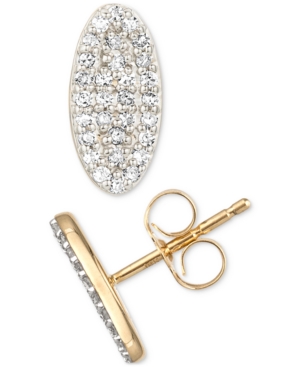 image of Elsie May Diamond Oval Stud Earrings (1/4 ct. t.w.) in Sterling Silver and 18k Over Silver