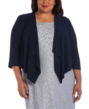 R & M Richards Plus Size Mesh-Back Cardigan