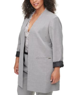 Calvin Klein - Plus Size Collarless Long Blazer