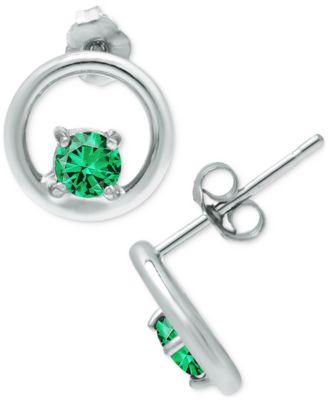 Cubic Zirconia Circle Stud Earrings