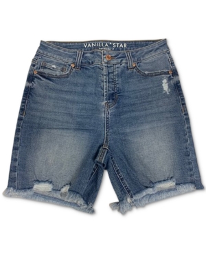 image of Vanilla Star Juniors- Cotton Ripped Denim Bermuda Shorts