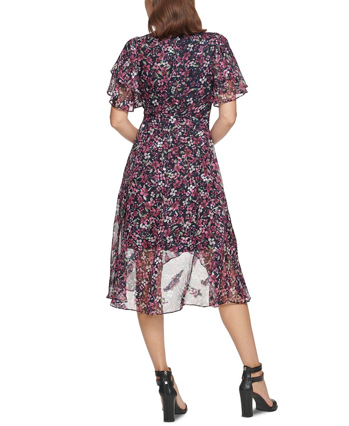 DKNY Double-Ruffle-Sleeve Dress & Reviews - Dresses - Women - Macy's