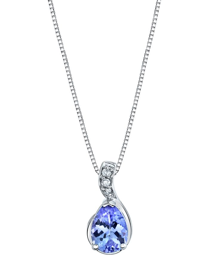 Macy's - Tanzanite (3/4 ct. t.w.) & Diamond Accent 18" Pendant Necklace in 14k White Gold