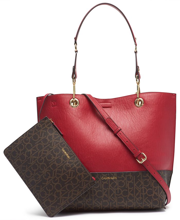 Calvin Klein Signature Reversible Tote With Pouch & Reviews - Handbags &  Accessories - Macy's