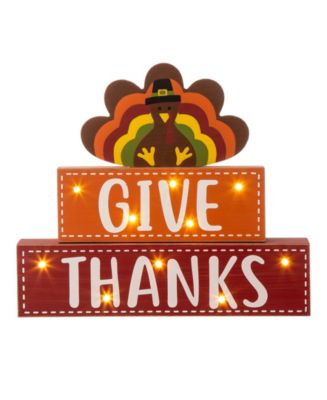 Glitzhome Thanksgiving Lighted Turkey-Word Block Table Decor - Macy's