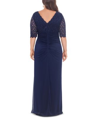 betsy & adam embellished embroidered gown
