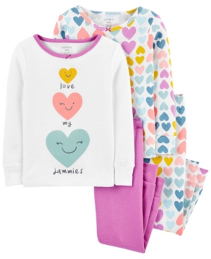 image of Carter-s Baby Girl 4-Piece Heart Snug Fit Cotton PJs
