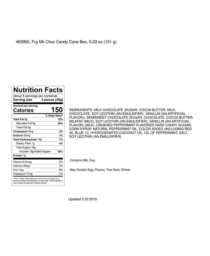 Frango Chocolates 1/3 LB Holiday Candy Cane Box of Chocolates, Pack of