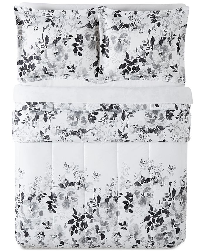 Pem America Black and White 2Pc. FloralPrint Twin Comforter Set, a