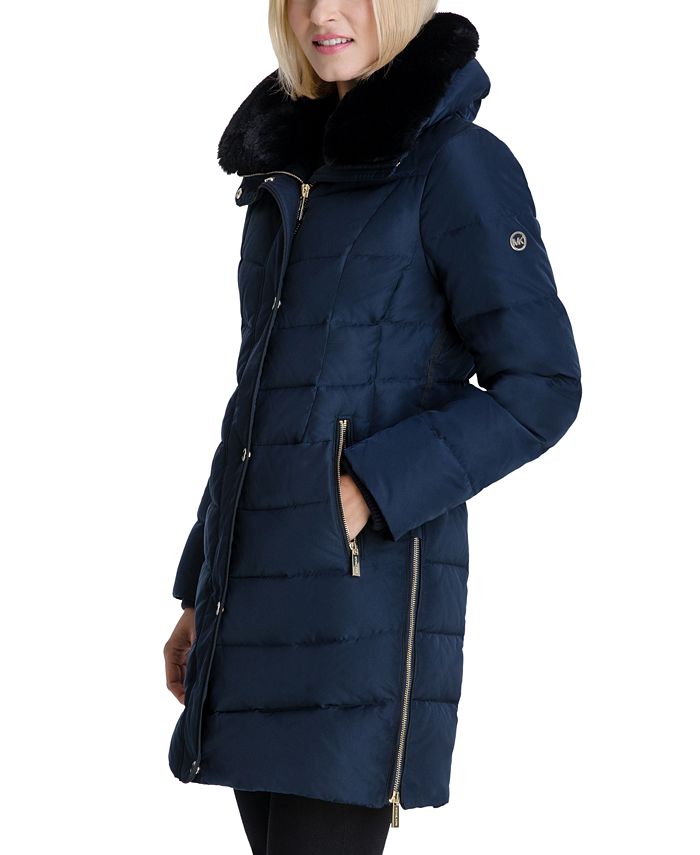 Michael Kors Faux-Fur Collar Down Puffer Coat, Created for Macy's ...