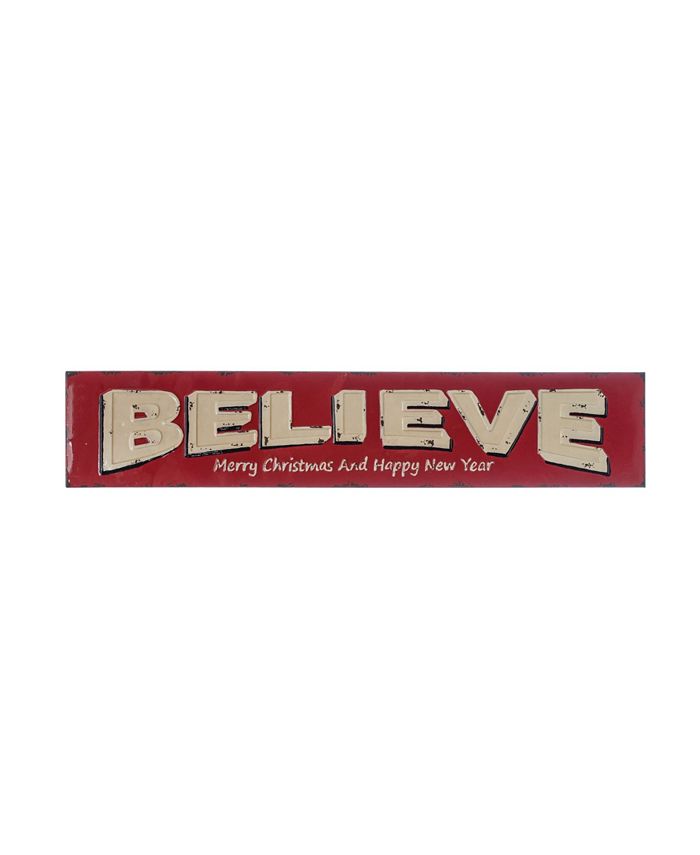 CREATIVE COOP INC Embossed "Believe Merry Christmas and Happy New