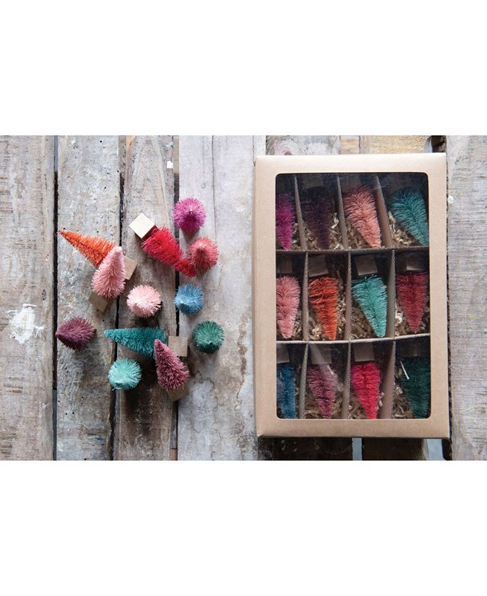 CREATIVE COOP INC Bottle Brush Tree on Square Wood Base Boxed Set of 12 Pieces Macy's