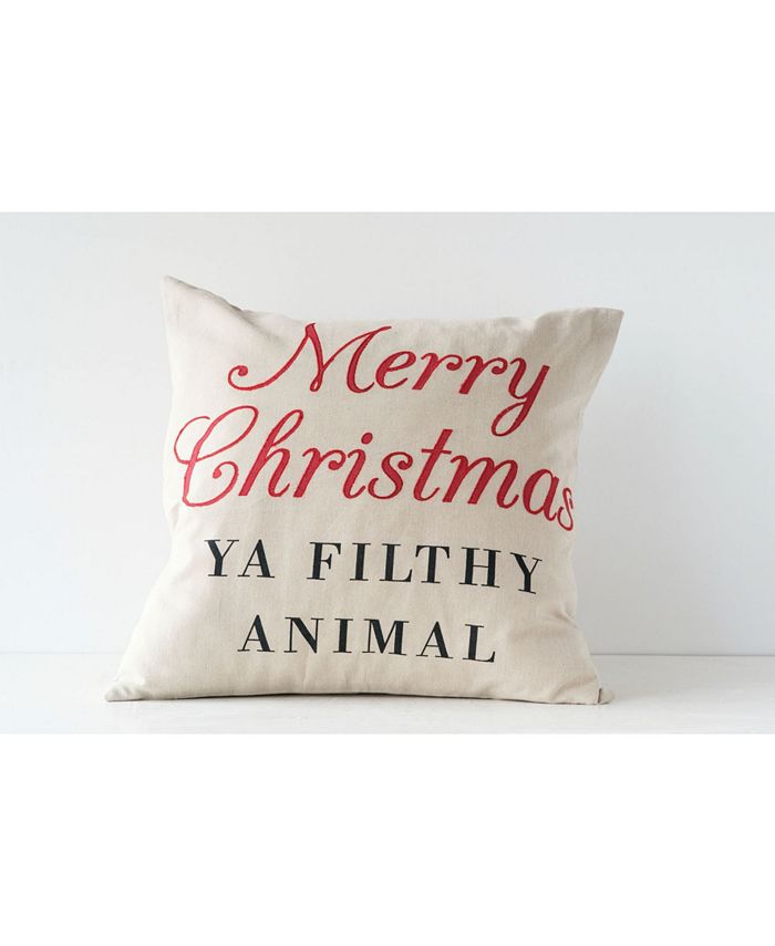 CREATIVE COOP INC 20" Square Cotton Pillow with "Merry Christmas Ya