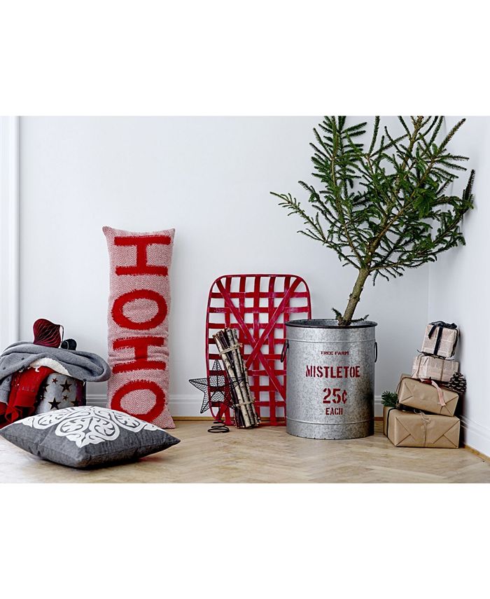 CREATIVE COOP INC 36" Cotton Woven Lumbar Pillow with Appliqued "Ho Ho