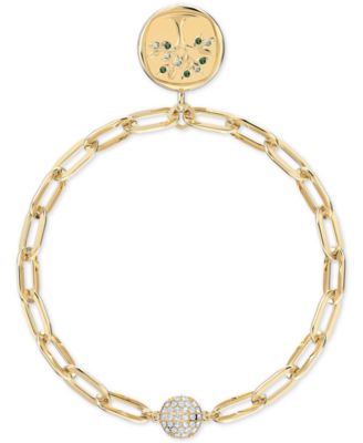 Swarovski - Gold-Tone Crystal Tree/LOYAL Earth Medallion Magnetic Link Bracelet