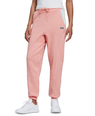 pink and white adidas joggers