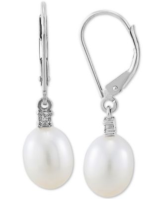Cultured Freshwater Pearl Earrings (8mm) in 10k Gold & White Gold
