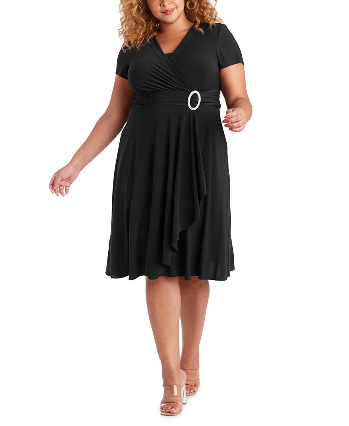 R & M Richards Plus Size Cascade Dress - Macy's