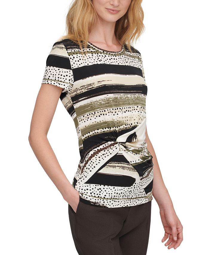 DKNY Printed Knot-Front Top, Regular u0026 Petite Sizes - Macy's