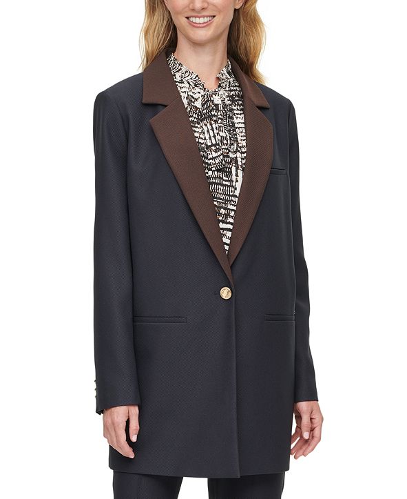 DKNY Women's Two Button Topper Jacket Blue Size 2