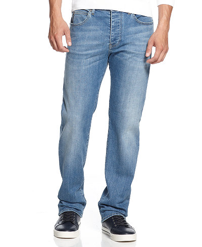 Armani Jeans Men's Straight-Fit Jeans, Light Wash
