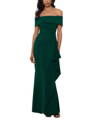 XSCAPE Ruffled Off-The-Shoulder Gown - Macy's