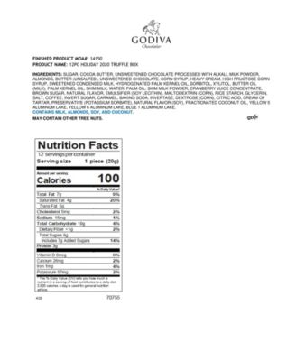 Godiva Holiday Truffle Gift Box, 12 Piece