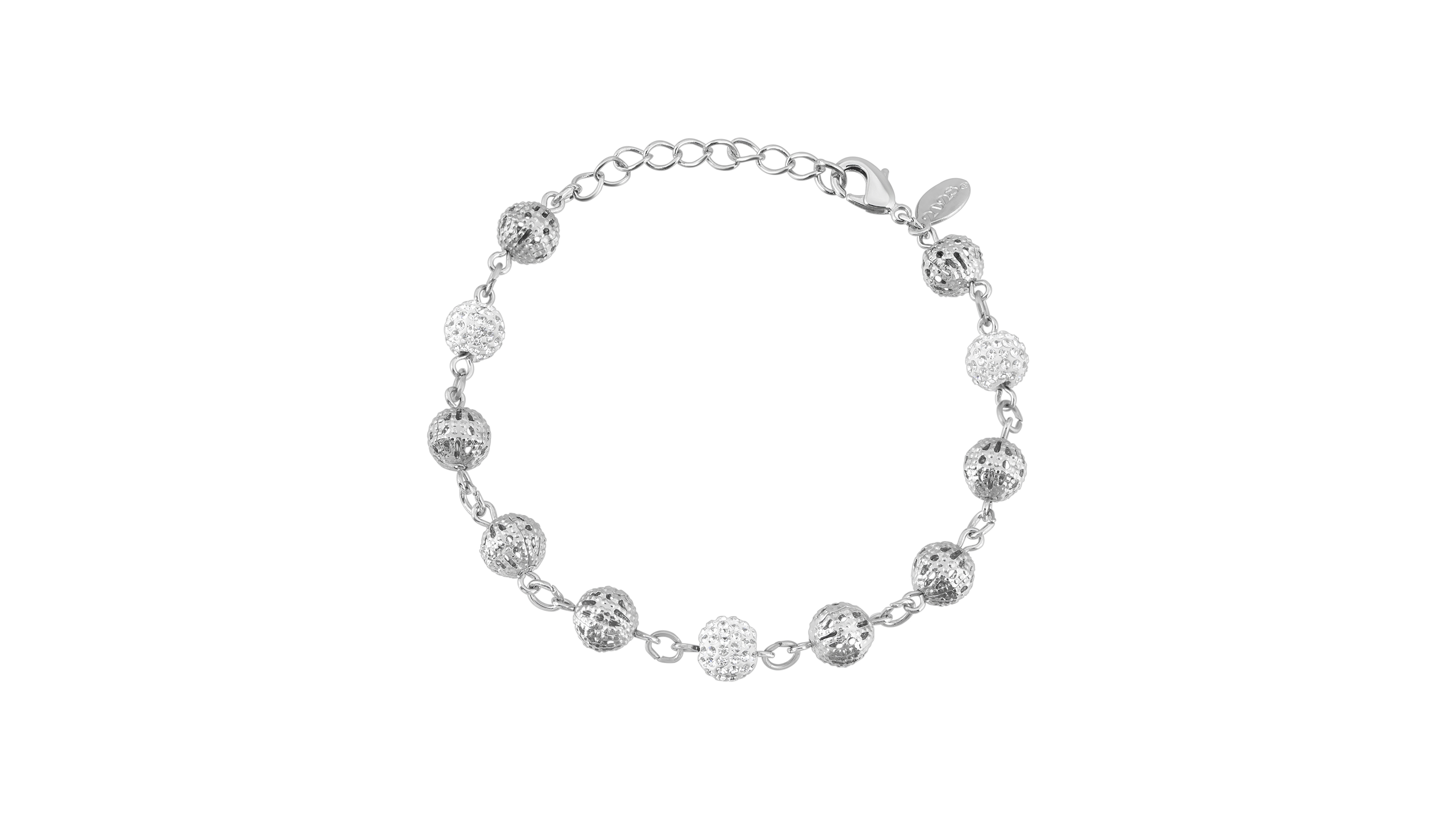 2028 Silver-Tone Crystal Fireball and Filigree Beaded Bracelet