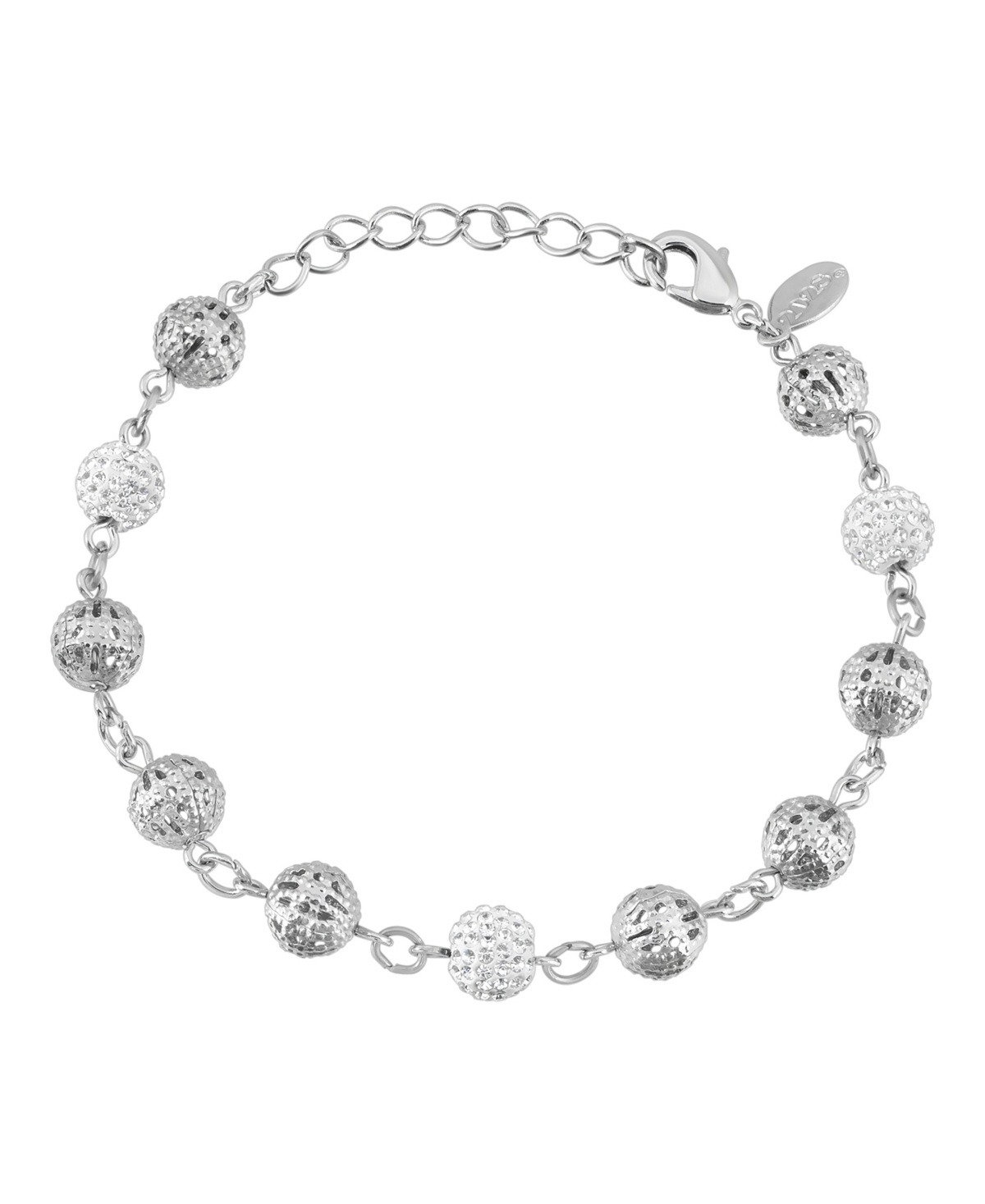 2028 Silver-tone Crystal Fireball And Filigree Beaded Bracelet In Gray