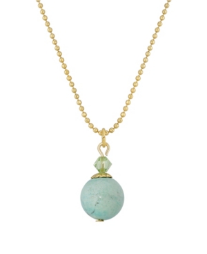 image of 2028 Gold-Tone Semi Precious Turquoise Round Beaded Drop 18