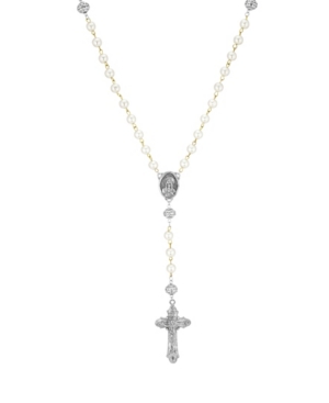 2028-Silver-Tone-Crucifix-Cross-Simulated-Imitation-Pearl-Rosary