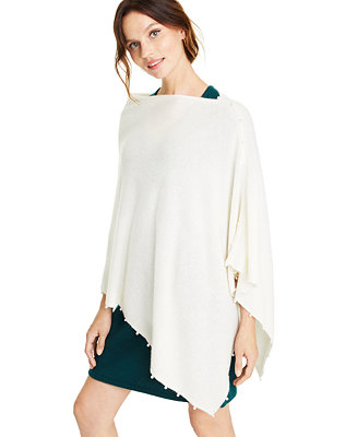 Charter Club Cashmere Faux-Pearl Asymmetrical Poncho, Created for Macy ...