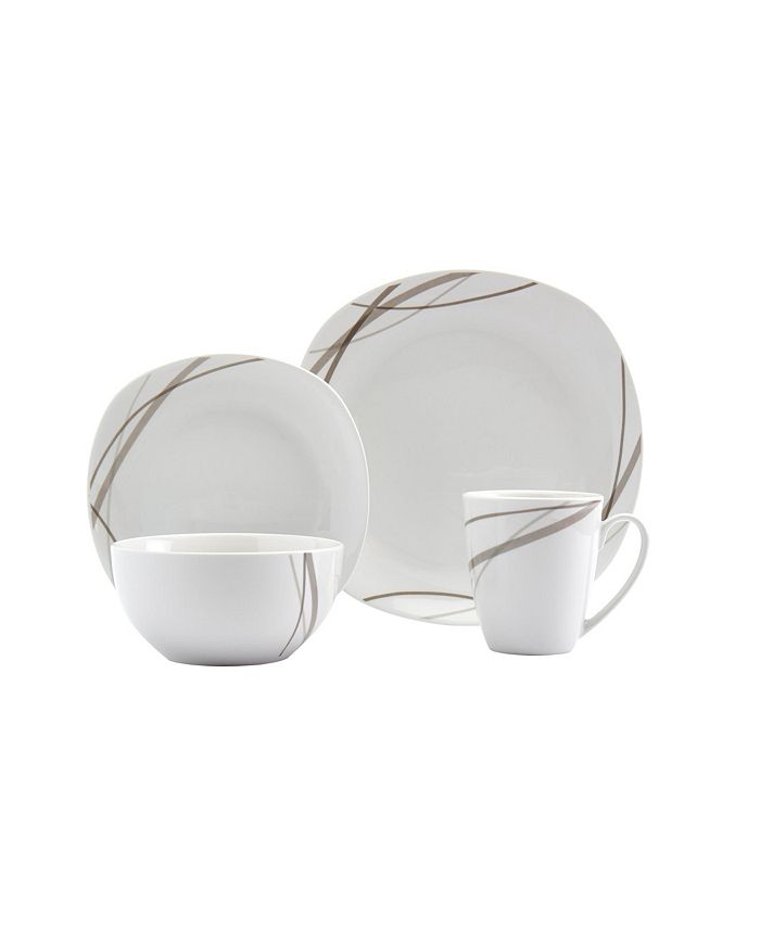Tabletops Unlimited Tabletops Gallery Curves Square 16PC Dinnerware Set, Service for 4 Macy's
