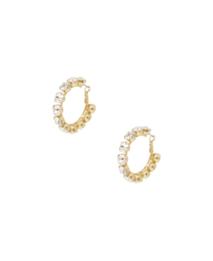 image of Ettika Small Crystal and 18K Gold Warrior Hoop Women-s Earrings