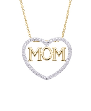 image of Macy-s Diamond Accent Gold-plated Mom Heart Pendant Necklace