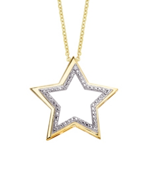 image of Macy-s Diamond Accent Gold-plated Open Star Pendant Necklace
