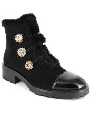 image of Nanette Lepore Women-s Ibiza Jewel Buttoned Lug Sole Booties Women-s Shoes
