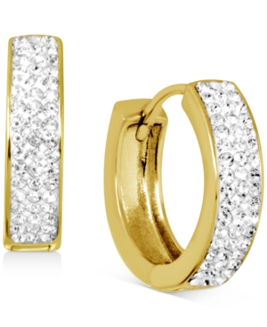 image of Essentials Crystal Pave Small Huggie Hoop Earrings in Gold-Plate, 0.71