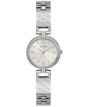 image of Guess Women-s Logo-Textured Stainless Steel Bracelet Watch 27mm