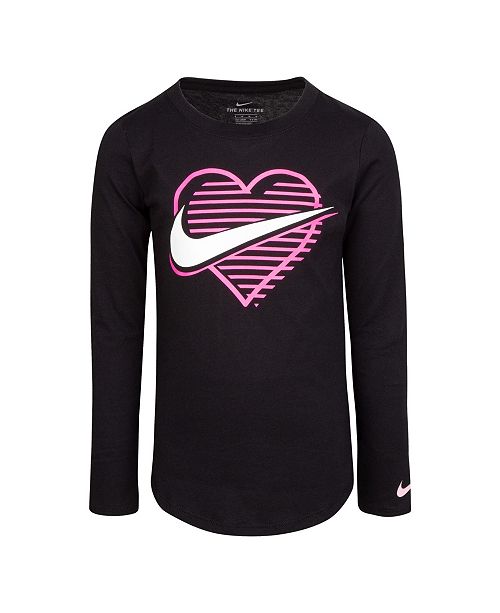 Nike Little Girls Long Sleeve Heart Swoosh Logo Graphic T Shirt Reviews Shirts Tops Kids Macy S