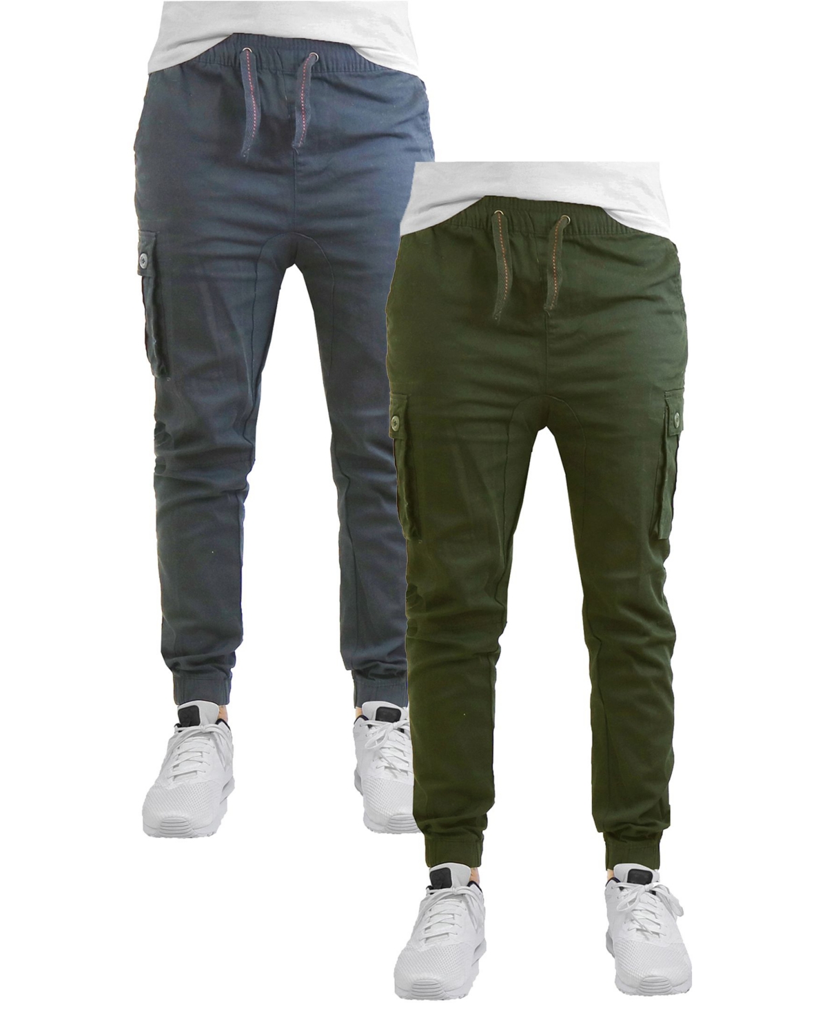 Shop Galaxy By Harvic Men's Cotton Stretch Twill Cargo Joggers, Pack Of 2 In Navy,camouflage