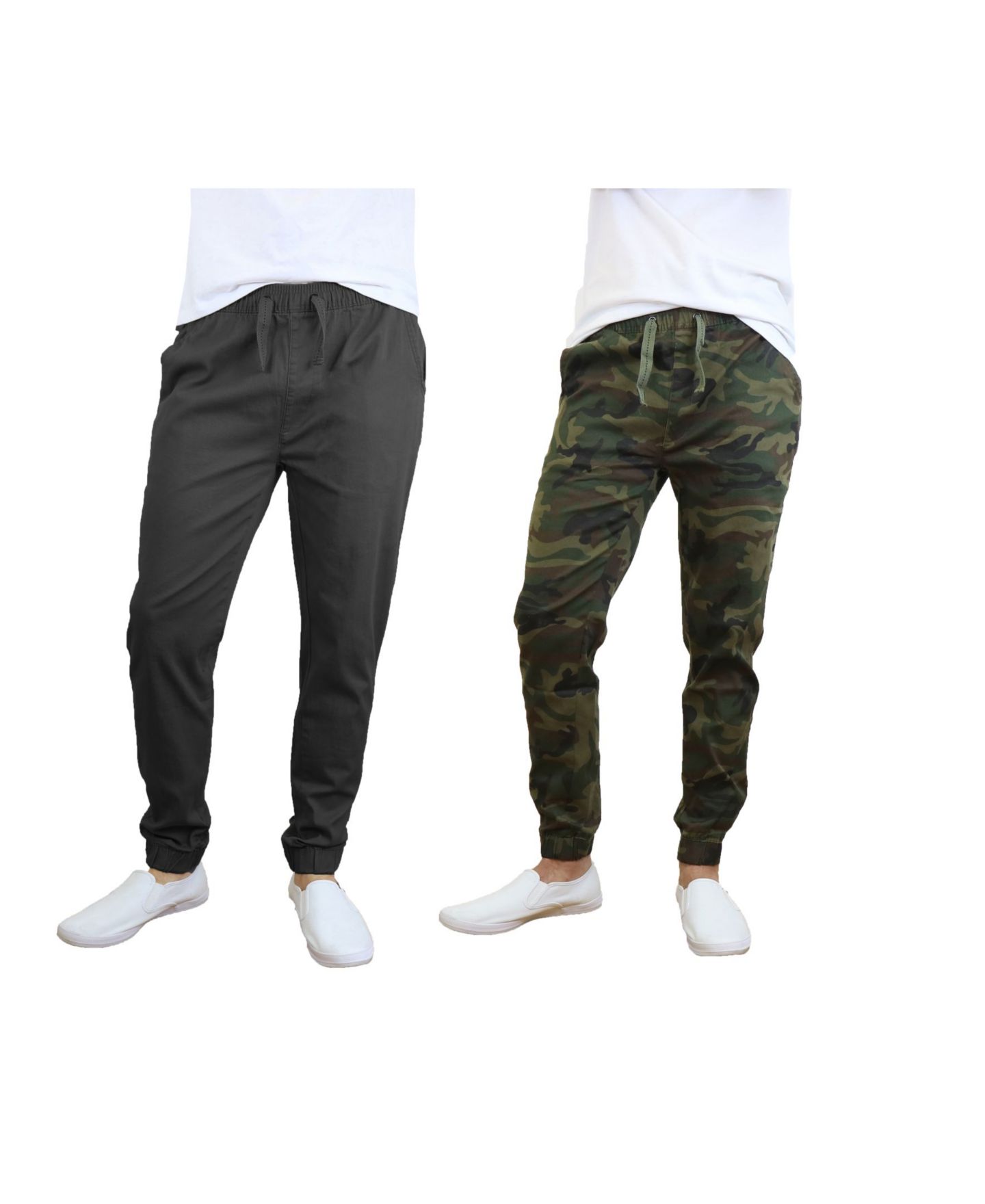 Мужские брюки Galaxy By Harvic Basic Stretch Twill Joggers, Pack of 2, цвет: Чёрный / Коричневый — фото 14