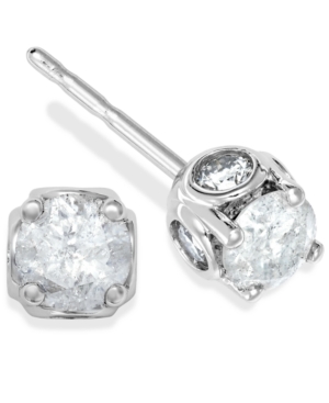 image of Diamond Spiral Bezel Stud Earrings in 14k White Gold (3/8 ct. t.w.)