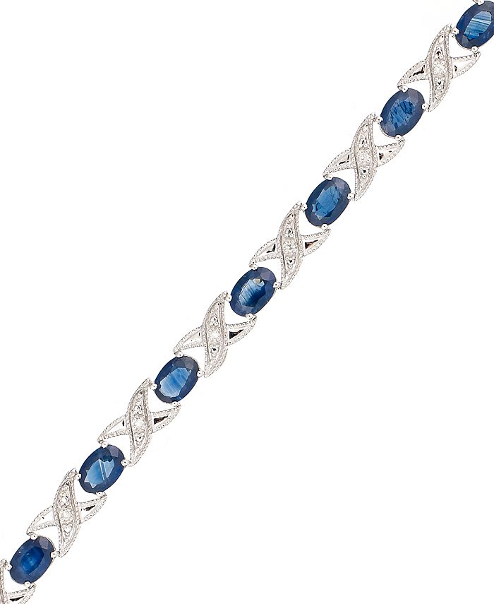 Macy's 10k White Gold Bracelet, Sapphire (5 ct. t.w.) and Diamond