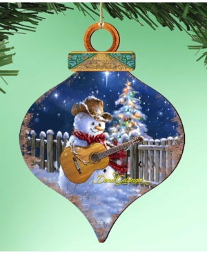 Designocracy By Dona Gelsinger Guitar Player Snowman Ornament, Set Of 2 In Multi