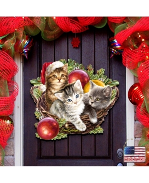 Designocracy By Dona Gelsinger Christmas Kittens Wall And Door Hanger In Multi
